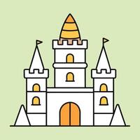 Charming Illustration of a Simple Cartoon Castle with Bright Colors and Distinctive Features Inviting Imagination and Enchanting Playtime Adventures for Kids vector