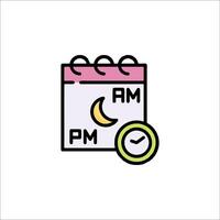 Calendar icon with clock and calendar vector