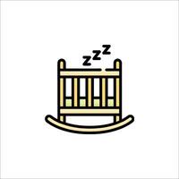 A baby's crib with a sleeping baby icon vector