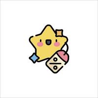 A cute star with a heart and a heart shaped box vector