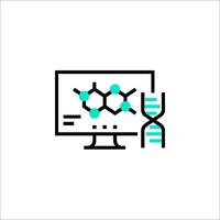 Dna molecule icon on a computer screen vector