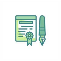 A pen and paper with a certificate icon vector