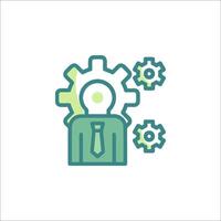 A person with a tie and gears on his head vector
