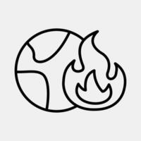 Icon global warming. Global warming elements. Icon in line style. vector