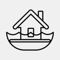 Icon flood. Global warming elements. Icon in line style. vector