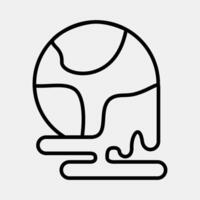 Icon world melting. Global warming elements. Icon in line style. vector