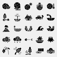 Icon set of global warming. Global warming elements. Icon in glyph style. vector