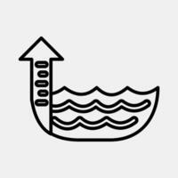 Icon sea level rise. Global warming elements. Icon in line style. vector