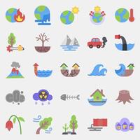 Icon set of global warming. Global warming elements. Icon in flat style. vector