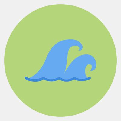Icon tsunami. Global warming elements. Icon in color mate style.