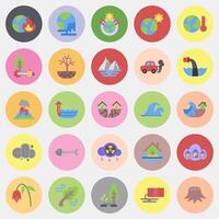 Icon set of global warming. Global warming elements. Icon in color mate style. vector