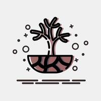 Icon droughts. Global warming elements. Icon in MBE style. vector