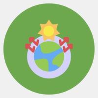 Icon greenhouse effect. Global warming elements. Icon in color mate style. vector