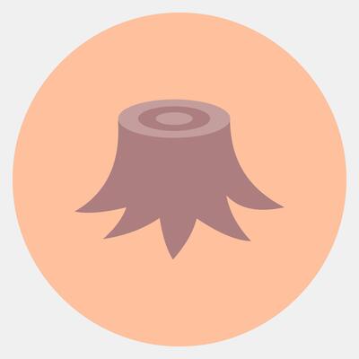Icon tree stump. Global warming elements. Icon in color mate style.