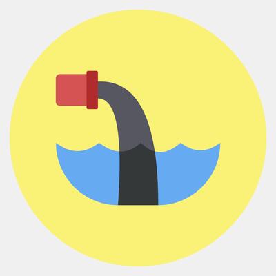 Icon water pollution. Global warming elements. Icon in color mate style.