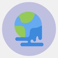 Icon world melting. Global warming elements. Icon in color mate style. vector
