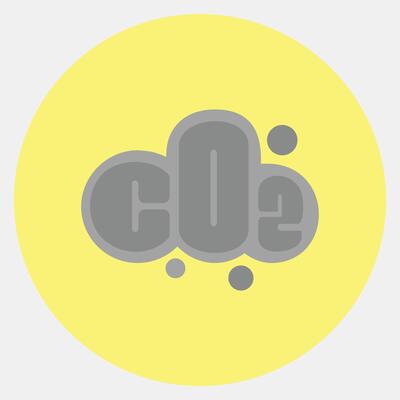 Icon carbon emission. Global warming elements. Icon in color mate style.