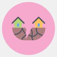 Icon earthquake. Global warming elements. Icon in color mate style. vector