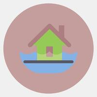 Icon flood. Global warming elements. Icon in color mate style. vector
