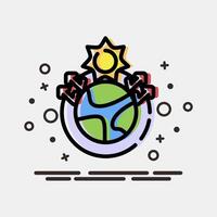 Icon greenhouse effect. Global warming elements. Icon in MBE style. vector