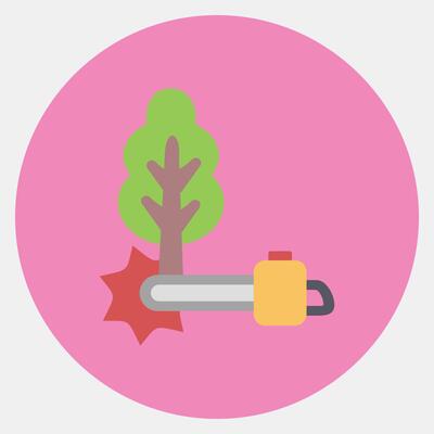 Icon deforestation. Global warming elements. Icon in color mate style.