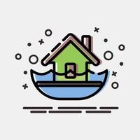 Icon flood. Global warming elements. Icon in MBE style. vector