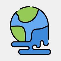 Icon world melting. Global warming elements. Icon in filled line style. vector