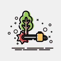 Icon deforestation. Global warming elements. Icon in MBE style. vector