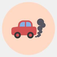 Icon car pollution. Global warming elements. Icon in color mate style. vector