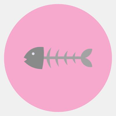 Icon fishbone. Global warming elements. Icon in color mate style.