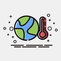 Icon global temperature rise. Global warming elements. Icon in MBE style. vector