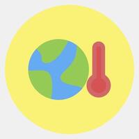 Icon global temperature rise. Global warming elements. Icon in color mate style. vector