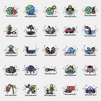 Icon set of global warming. Global warming elements. Icon in MBE style. vector