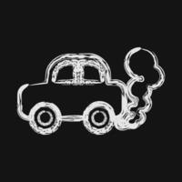 Icon car pollution. Global warming elements. Icon in chalk style. vector