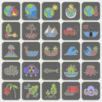 Icon set of global warming. Global warming elements. Icon in embossed style. vector