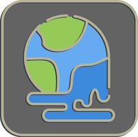 Icon world melting. Global warming elements. Icon in embossed style. vector