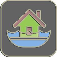 Icon flood. Global warming elements. Icon in embossed style. vector