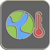 Icon global temperature rise. Global warming elements. Icon in embossed style. vector