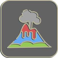 Icon volcano eruption. Global warming elements. Icon in embossed style. vector