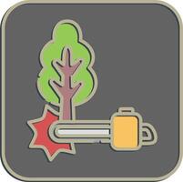 Icon deforestation. Global warming elements. Icon in embossed style. vector