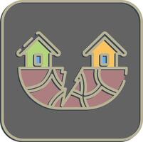 Icon earthquake. Global warming elements. Icon in embossed style. vector
