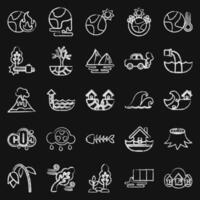 Icon set of global warming. Global warming elements. Icon in chalk style. vector