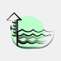 Icon sea level rise. Global warming elements. Icon in color spot style. vector