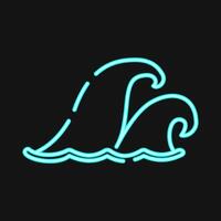 Icon tsunami. Global warming elements. Icon in neon style. vector