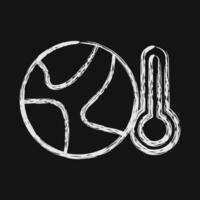 Icon global temperature rise. Global warming elements. Icon in chalk style. vector
