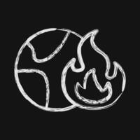 Icon global warming. Global warming elements. Icon in chalk style. vector