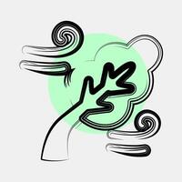 Icon strong winds. Global warming elements. Icon in color spot style. vector