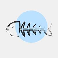 Icon fishbone. Global warming elements. Icon in color spot style. vector