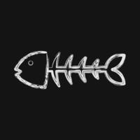 Icon fishbone. Global warming elements. Icon in chalk style. vector