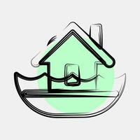 Icon flood. Global warming elements. Icon in color spot style. vector